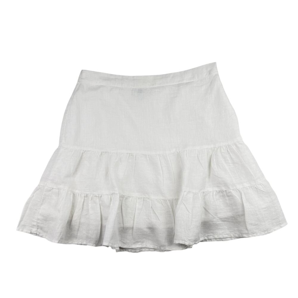 Vintage GAP Linen Tiered Short Skirt White Size 8 Boho Y2K Summer Vacation